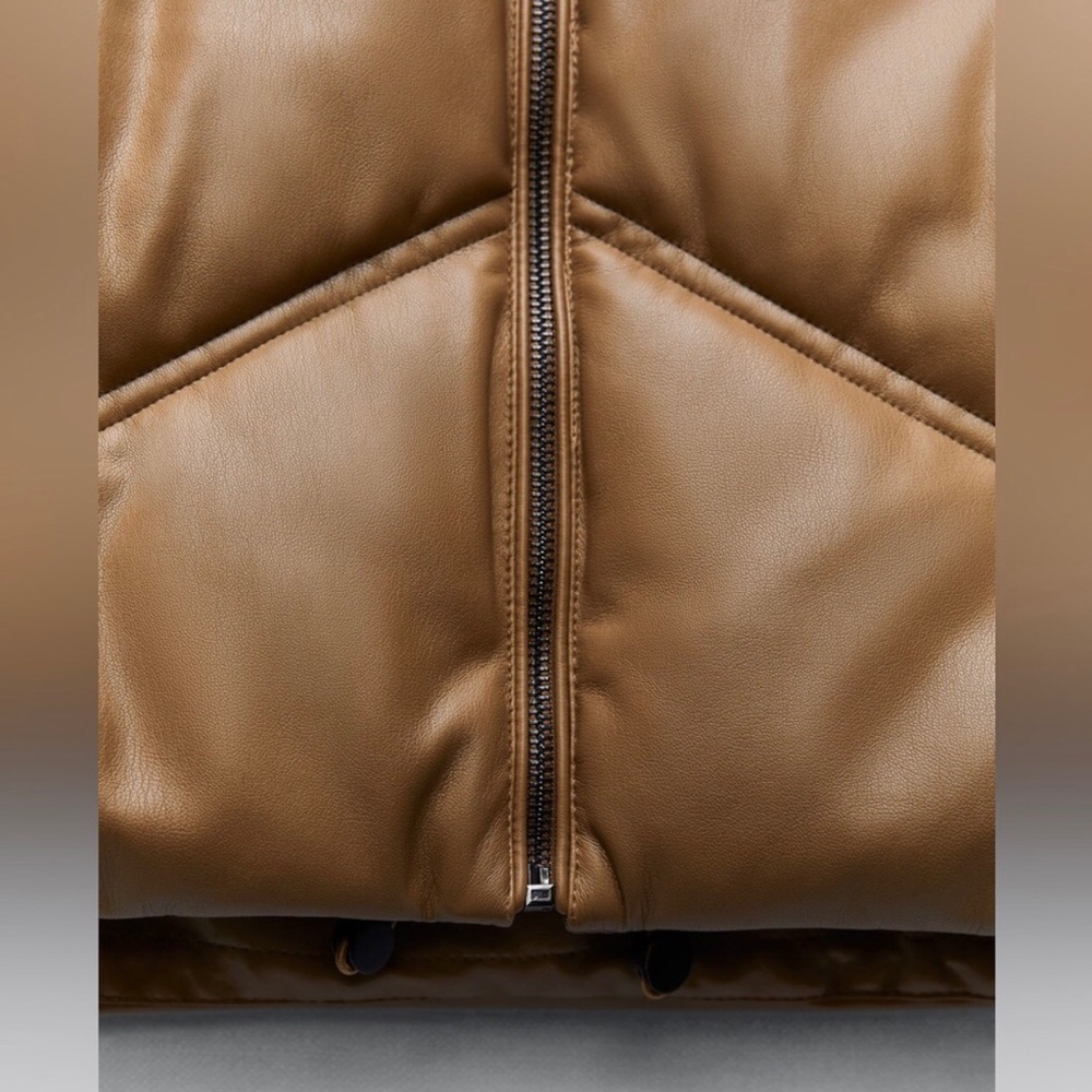 NWT Zara Women’s Oversized Faux Leather Puffer Vest - Picture 5 of 11